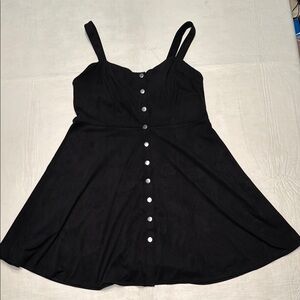 Forever 21 Woman's Black Faux Suede Silver Snaps Adjustable Strap Dress Size XL